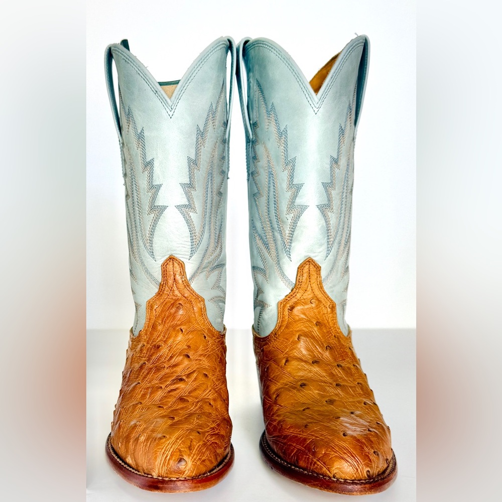 Tecovas Jamie II Ostrich Tan/Slate Blue